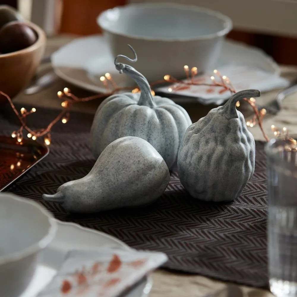 Set Of 3 - NEW IKEA HOSTKVALL Decoration Pumpkin Gray